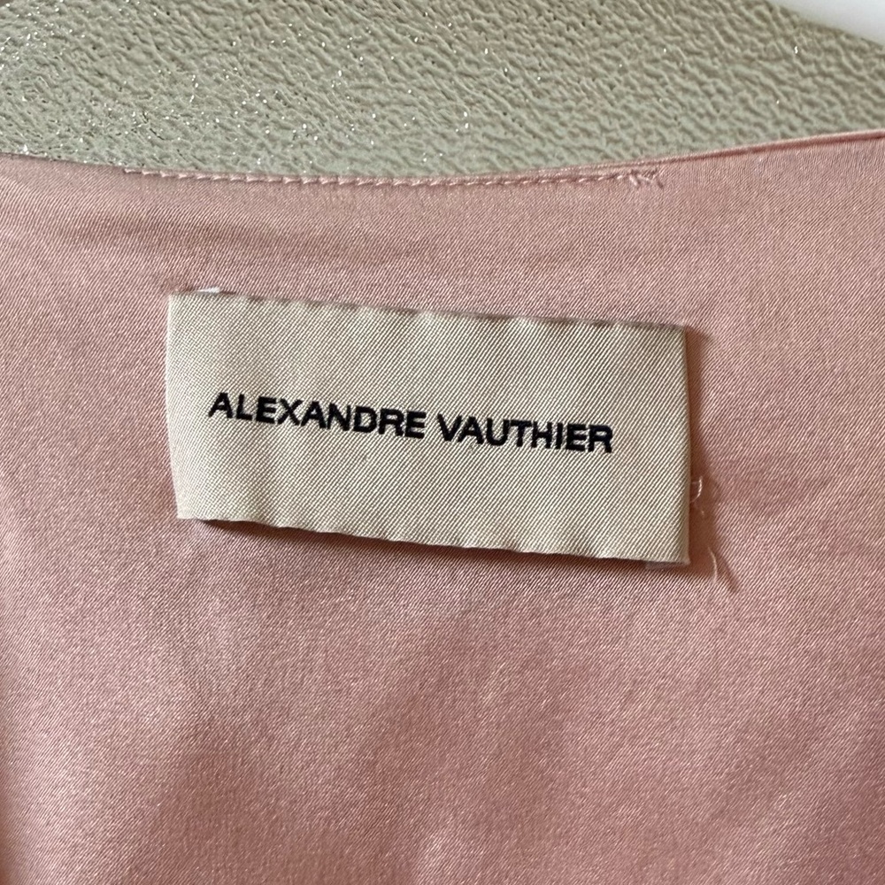 ALEXANDRE VAUTHIER Ruched Crystal Embellished Silk Maxi Dress in Blush Sz 4 US - Picture 10 of 11